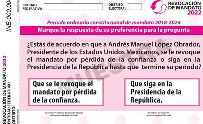 Se suma TEPJF a rechazo por moverle a la boleta de revocación de mandato