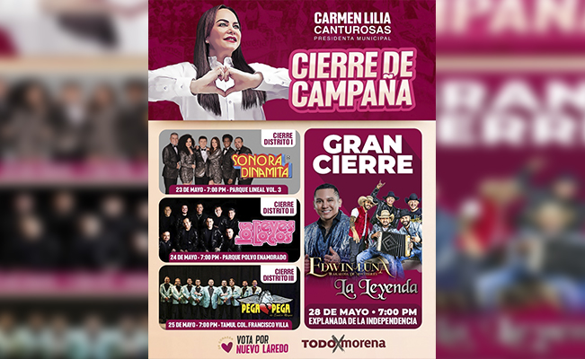Carmen Lilia Canturosas cerrará campaña a lo grande