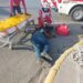Motociclista queda inconsciente al derrapar su moto en Reynosa