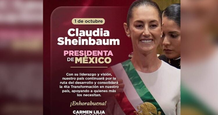 Carmen Lilia Canturosas Villarreal felicita a la nueva líder nacional, Claudia Sheinbaum