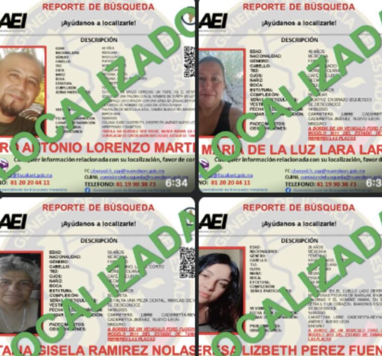 Encuentran con vida a desaparecidos en Cadereyta