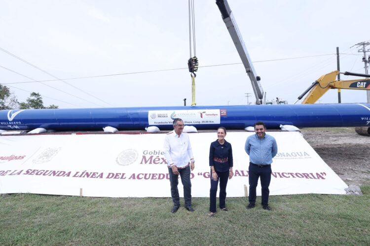Presidenta Claudia Sheinbaum y Américo Villarreal supervisan la construcción del nuevo acueducto de Ciudad Victoria