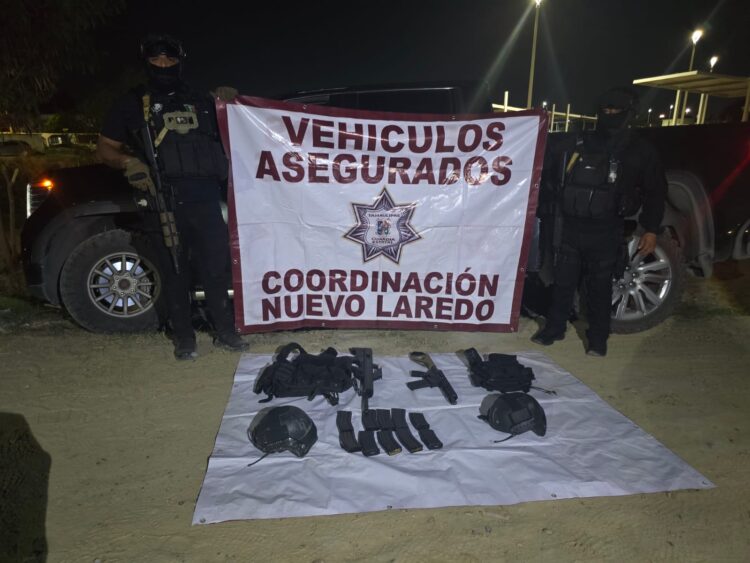 Tras repeler agresión; Guardia Estatal asegura vehículo y armamento en Nuevo Laredo