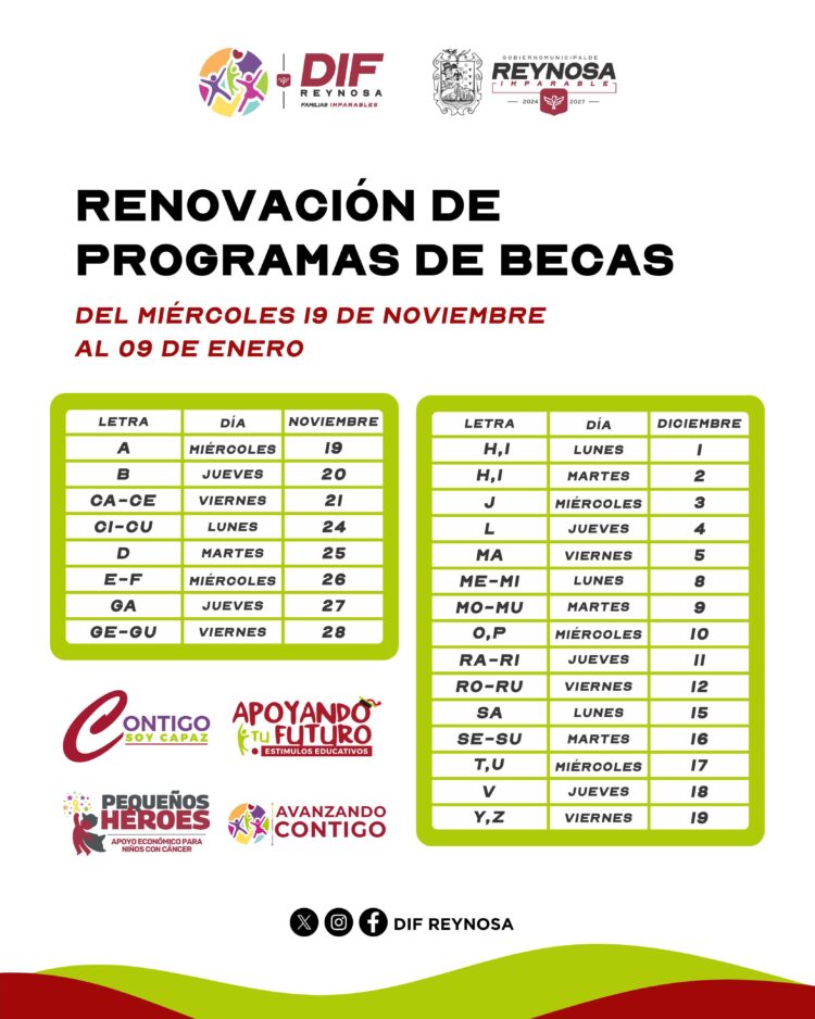 Inicia DIF-Reynosa proceso de renovación de Becas