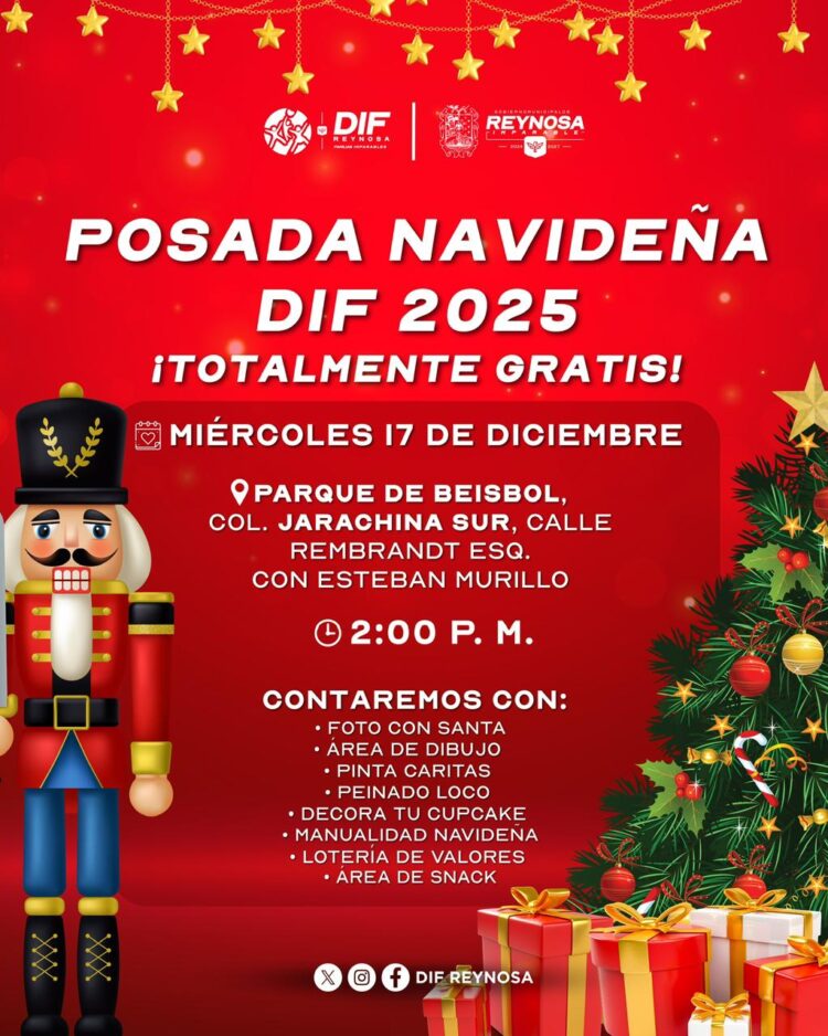 Invita DIF-Reynosa a Posada navideña 2025 en la colonia Jarachina Sur