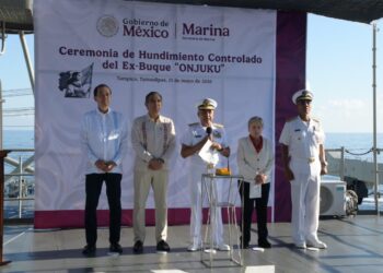 Fortalecen en Tamaulipas creación de arrecifes artificiales con hundimiento del ex buque Onjuku